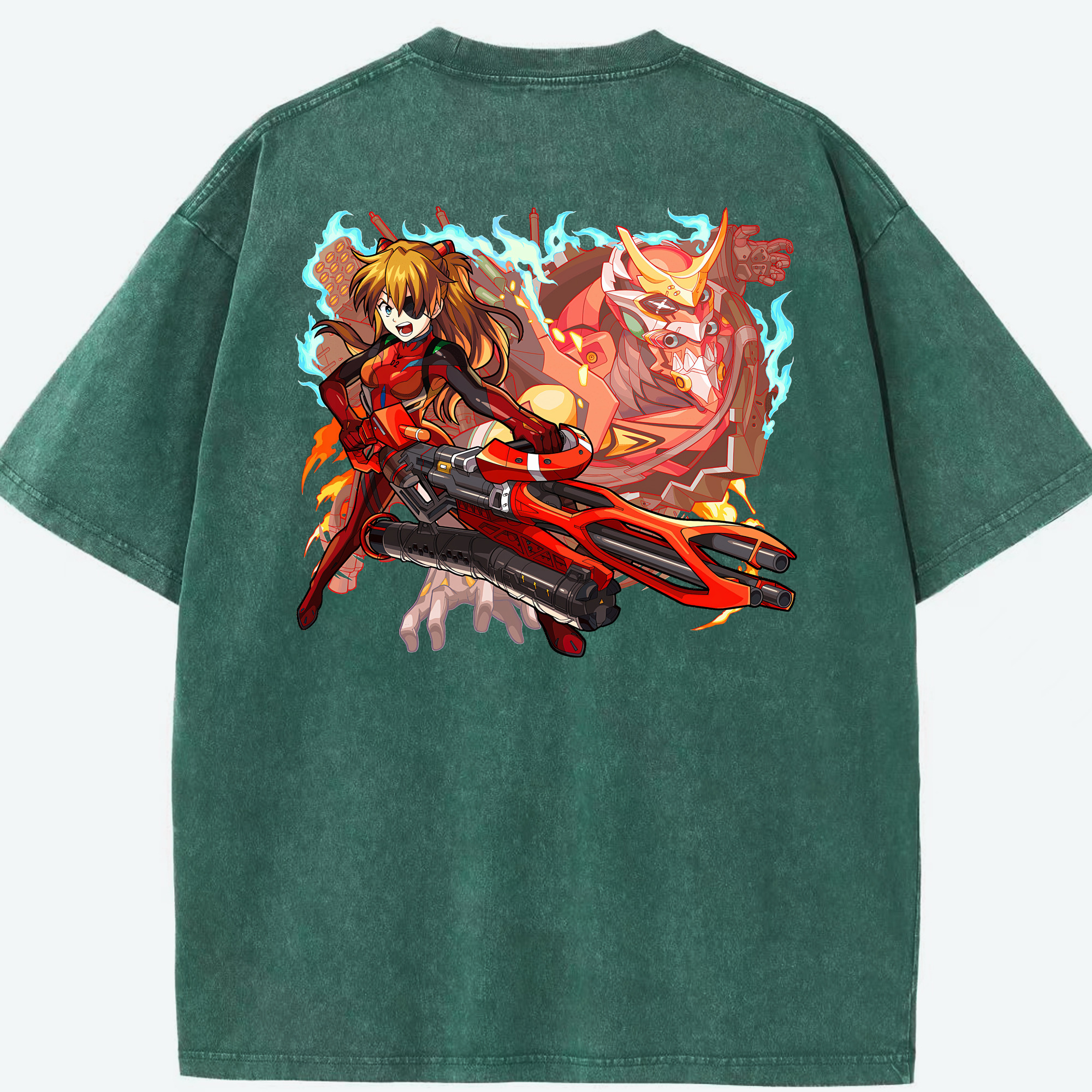 （画像用） EVA 新世紀エヴァンゲリオン 綿100% ヴィンテージ風 半袖Tシャツ（背面プリント）